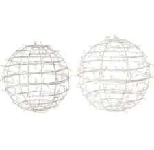 Набор светящихся шаров Сферы с мерцанием, 2 шт, 40 и 50 см, теплые белые Led, IP44 Kaemingk 494991