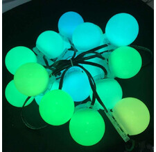 Светодиодная гирлянда большие Шарики Rich LED 5 м, 20 шариков, 220 В, черный провод , цв. зеленый
