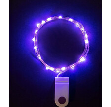 Гирлянда Роса на Батарейках 2м Пурпурная, 20 LED, Провод Прозрачный Проволока, IP20 пурпурный