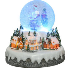 Снежный шар Санта в Харлеме 20 см, с подсветкой и музыкой, на батарейках Kaemingk